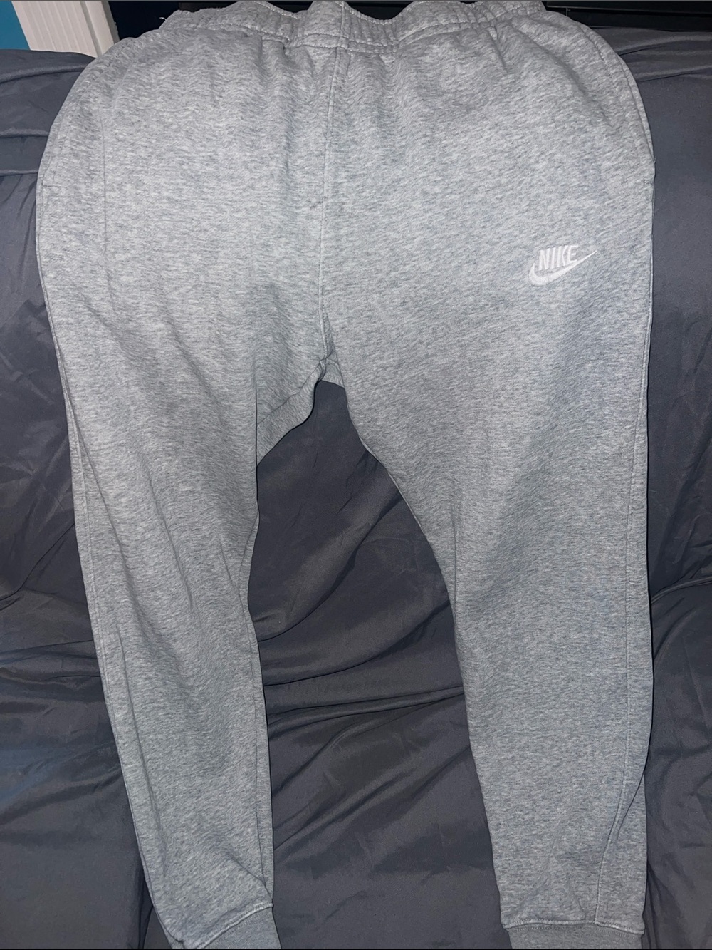 Nike Kids Light Gray Fleece Joggers with White Logo